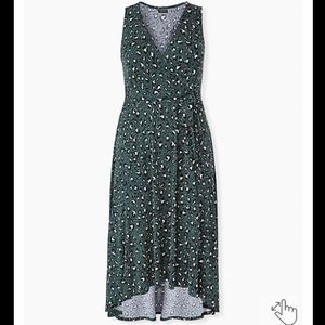 Torrid Green Leopard Tie Front High Low Dress